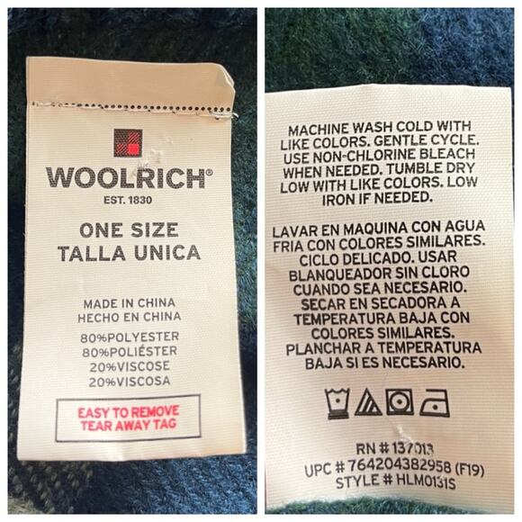 Woolrich Cape Cardigan Blanket Wrap Shawl Blue Green Plaid Women’s One Size - Picture 12 of 13